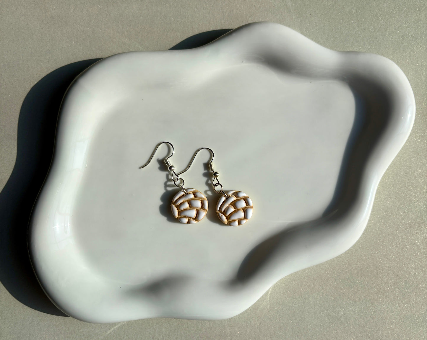 Mexican Concha Bread Handmade Clay Earrings