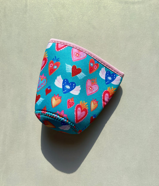 Multi Color Hearts Cup Sleeve - Small